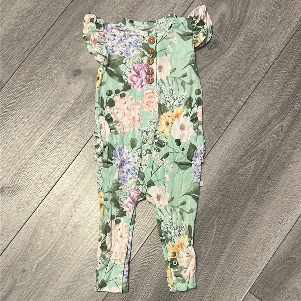 Posh Peanut Floral Green Jumpsuit for Girls